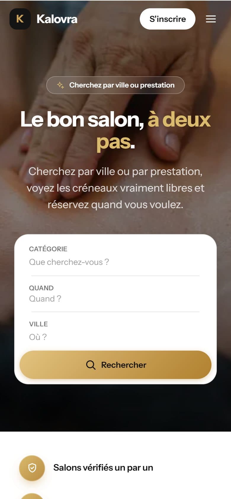 Kalovra sur iPhone : la recherche sur l'accueil